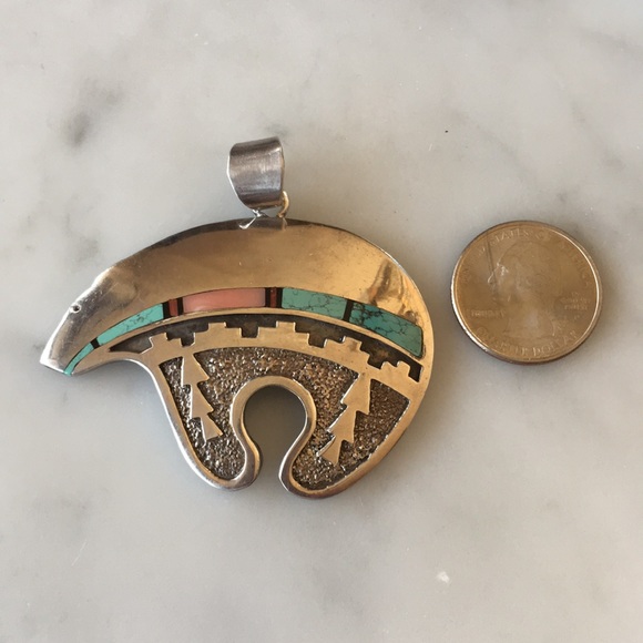 Sold Vintage Navajo Richard Begay Bear Pendant - Picture 9 of 11